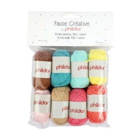 KITS PHILDAR 8 MINI OVILLOS PASTELES-Marrón