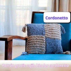 Patrón gratis cojín bicolor cordonetto