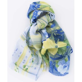 FOULARD SEDA ESTAMPADO AZUL AMARILLO