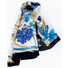 PAÑUELO ESTAMPADO FLORES-AZUL